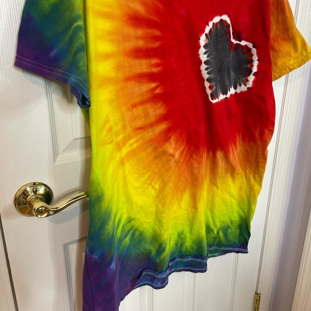 handmade tie dyed unisex tshirt black heart rainbow pride 2XL - Picture 4 of 6